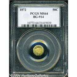 1872 50C Liberty Octagonal 50 Cents, BG-914, R.4, MS64 PCGS.