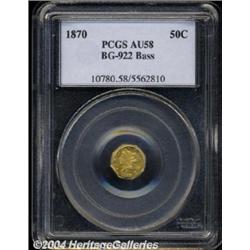1870 50C Liberty Octagonal 50 Cents, BG-922, R.3, AU58 PCGS.