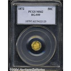 1872 50C Indian Octagonal 50 Cents, BG-939, Low R.5, MS62 PCGS.
