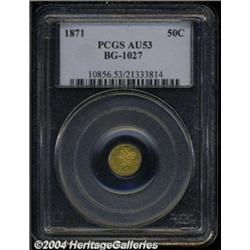 1871 50C Liberty Round 50 Cents, BG-1027, R.3, AU53 PCGS.