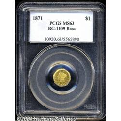 1871 $1 Liberty Octagonal 1 Dollar, BG-1109, Low R.4, MS63 PCGS.