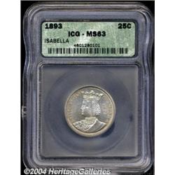 1893 25C Isabella Quarter MS63 ICG.