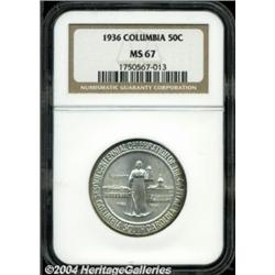 1936 50C Columbia MS67 NGC.