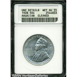 1928 50C Hawaiian--Cleaned--ANACS. Unc Details, Net AU55.