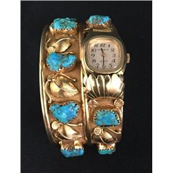 Heavy 14k Gold Watch Cuff Bracelet