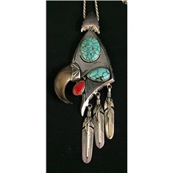 Unique Bear Claw, Turquoise, Coral Necklace