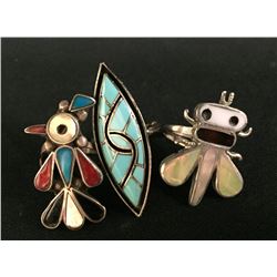 Group of 3 Zuni Inlay Rings
