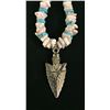 Image 2 : Shell and Turquoise Necklace - Arrowhead Pendant