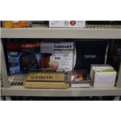 SHELF LOT OF MISC. SMALL APPLIANCES