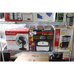 SHELF LOT OF MISC. SMALL APPLIANCES