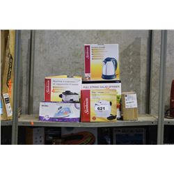 SHELF LOT OF SMALL APPLIANCES