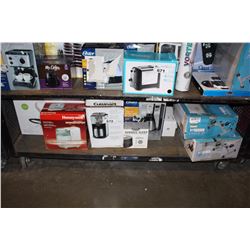 SHELF LOT OF MISC. SMALL APPLIANCES