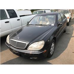 2001 MERCEDES S430, 4 DOOR, BLACK, VIN # WDBNG70J11A146677, 287,051KMS, GAS, AUTOMATIC