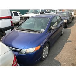 2007 HONDA CIVIC, BLUE, 4 DOOR SEDAN, GAS, AUTOMATIC, VIN#2HGFA16387H014878, 232,795KMS,