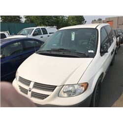 2005 DODGE CARAVAN, WHITE, WORK VAN, VIN#1D4GP21R25B184794, 197,407KMS, GAS, AUTOMATIC, RD,CD,AC, 2