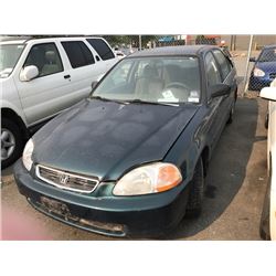 1997 HONDA CIVIC EX, 4 DOOR SEDAN, GREEN, GAS, AUTOMATIC, 1.6L, VIN#2HGEJ6680VH919679, 257,862KMS,