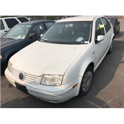 2000 VOLKSWAGEN JETTA, WHITE, 4 DOOR SEDAN, GAS, AUTOMATIC, 2.0L, VIN#3VWSA29M5YM138243,