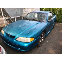1995 FORD MUSTANG SRS, BLUE, 2 DOOR COUPE, VIN #1FALP4044SF246316, 209,744KMS, GAS, MANUAL,  3.8L