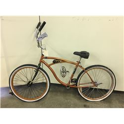 ORANGE NO NAME CRUISER BIKE, NEEDS REPAIRS