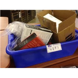 BIN OF MISC. ELECTRONICS INC. CHARGERS, ADAPTERS, ACCESSORIES AND MORE