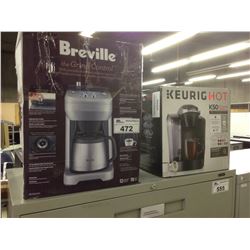 BREVILLE STAINLESS STEEL COFFEE MACHINE AND KEURIG K150 SINGLE SERVE COFFEE MAKER