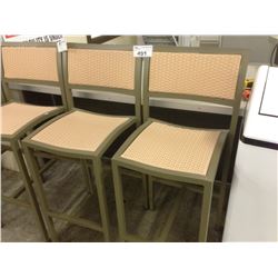 PAIR OF METAL FRAME "RATTAN LIKE" BAR HEIGHT STOOLS