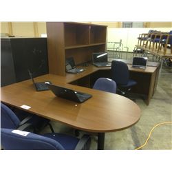 CHESTNUT U-SHAPE EXECUTIVE DESK WITH HUTCH