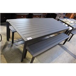 ALUMINUM PATIO TABLE WITH 2 BENCHES