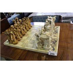 BEAUTIFUL BONE CHINESE CHESS SET WITH CASE