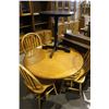 Image 2 : OAK TABLE AND 3 CHAIRS PLUS BLACK ROUND SIDE TABLE