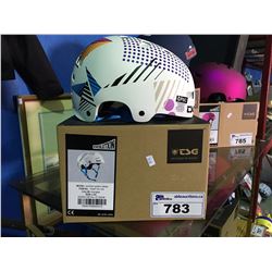 EVOLUTION TRIANGLES WHITE WITH MULTI COLURS BIKE HELMET  SIZE L - XL