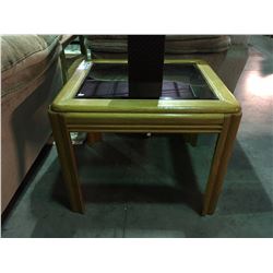 OAK WITH GLASS TOP END TABLE