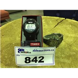 2 TIMEX IRONMAN WRIST WATCH & MILITARY GREEN CAMO WRIST WATCH