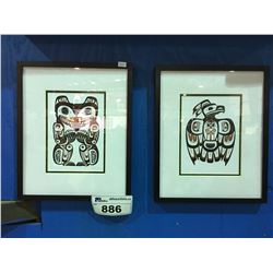 PAIR OF NICELY FRAMED 1ST NATIONS PRINTS - BY ARTIST CLARENCE MILLS "HAIDA THUNDERBIRD" &