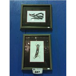 GROUP OF 2 NICELY FRAMED 1ST NATIONS PRINTS - BY ARTIST RICHARD SHORTY  "FEATHER" & " WOLF"