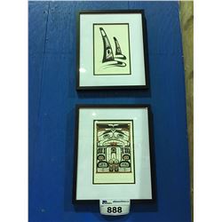 GROUP OF 2 NICELY FRAMED 1ST NATIONS PRINTS - BY ARTISTS CARL STROMQUIST "BLACK BEAR BOX DESIGN" &