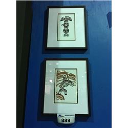 GROUP OF TWO NICELY FRAMED 1ST NATIONS PRINTS - RICHARD SHORTY "TOTEM" /  TODD BAXTER "ORCA"