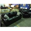 Image 1 : 2 PIECE BROWN LEATHER SOFA & CHAIR SET