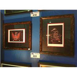 GROUP OF 2 NICELY FRAMED 1ST NATIONS PRINTS - BY ARTIST RICHARD SHORTY  "WOLF DANCER" & RAVEN