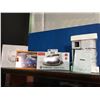 Image 1 : GROUP OF 4 HOUSEHOLD ITEMS, WALL CLOCK, IRON, STEAMER & HUMIDIFIER
