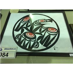 FRAMED ORIGINAL FIRST NATION PAINTING BY ARTIST PHIL JOE