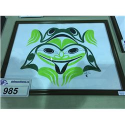 FRAMED ORIGINAL FIRST NATION PAINTING BY ARTIST PHIL JOE