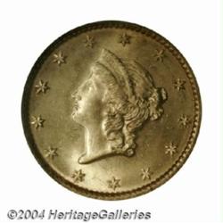 1849 G$1 No L MS65 NGC.