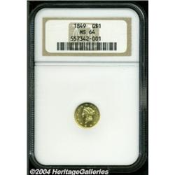 1849 G$1 Open Wreath MS64 NGC.