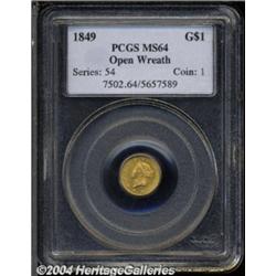1849 G$1 Open Wreath MS64 PCGS.
