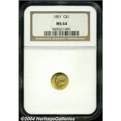 1851 G$1 MS64 NGC.