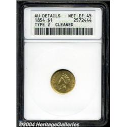 1854 G$1 Type Two--Cleaned--ANACS. AU Details, Net XF45.