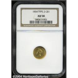 1854 G$1 Type Two AU58 NGC.