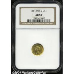 1854 G$1 Type Two AU58 NGC.