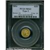 Image 3 : 1854 G$1 Type Two MS62 PCGS.